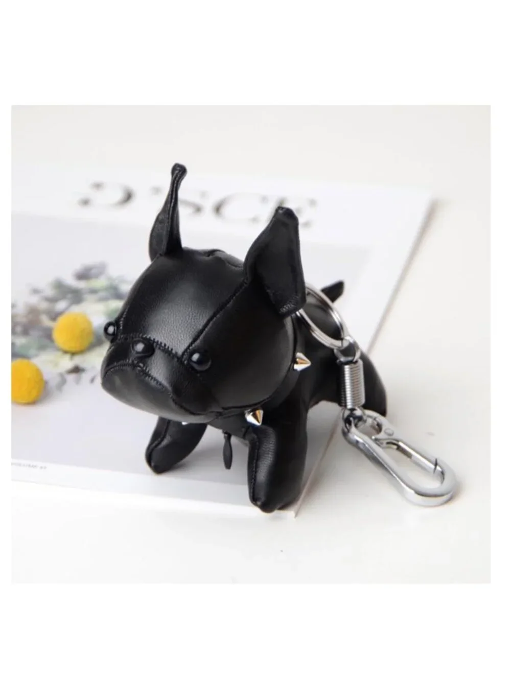 Cute Leather Dog Bag Charm Purse Keychain for Women Tote Handbag